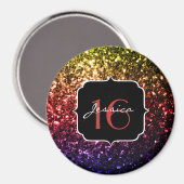 Rainbow faux glitter sparkles Sweet 16 Magneet (Voorkant / Achterkant)