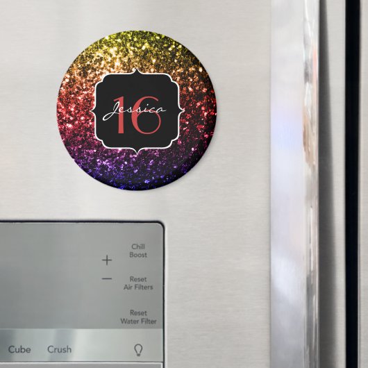 Rainbow faux glitter sparkles Sweet 16 Magneet (Insitu (Koelkast))