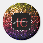Rainbow faux glitter sparkles Sweet 16 Magneet (Voorkant)