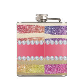 Rainbow Faux Glitter Stripes Diamonds Gold Heupfles (Achterkant)