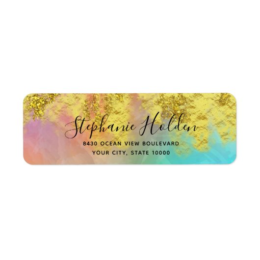 Rainbow Faux Gold Metallic Glitter Paint Custom Etiket (Voorkant)