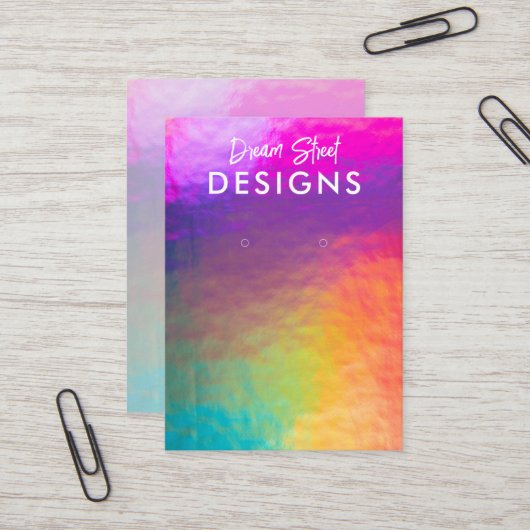 Rainbow Faux Holo Earring Display Kaart Visitekaartje (Voorkant / Achterkant in situ)