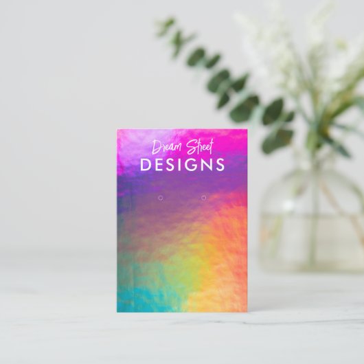 Rainbow Faux Holo Earring Display Kaart Visitekaartje (Staand voorkant)