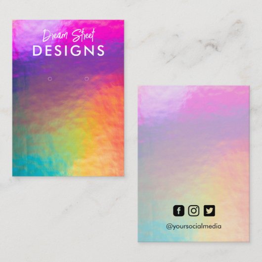 Rainbow Faux Holo Earring Display Kaart Visitekaartje (Voorkant / Achterkant)