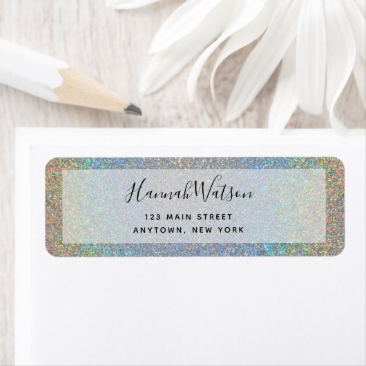 Rainbow Faux Holographic Return Address Label (Insitu)