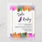 Rainbow Feather bruiloft uitnodiging (Voorkant)