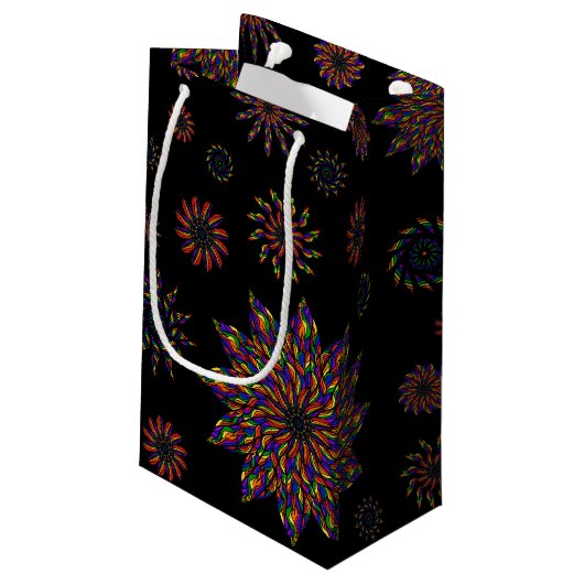 Rainbow Feather Mandalas Patroon Klein Cadeauzakje (Achterkant Gekanteld)