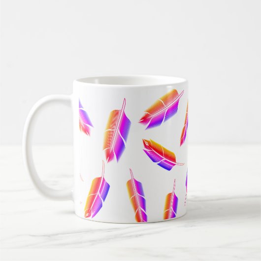 Rainbow Feather Pattern Koffiemok (Links)