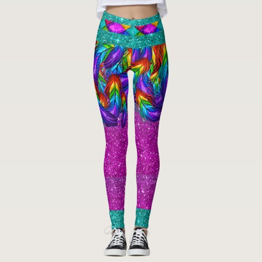 Rainbow Feathers 2 Pop Mode Leggings (Voorkant)