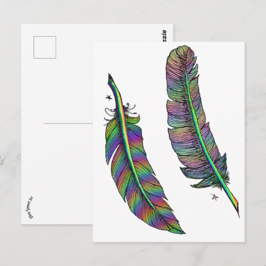 Rainbow Feathers Briefkaart (Voorkant / Achterkant)