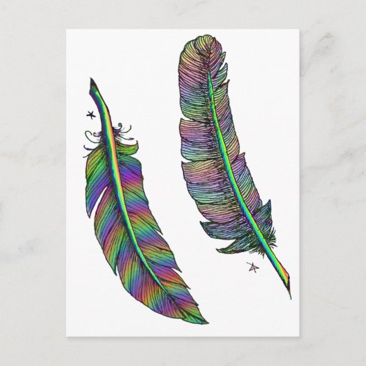 Rainbow Feathers Briefkaart (Voorkant)