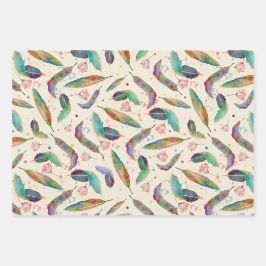 Rainbow Feathers Inpakpapier Vel (Voorkant)