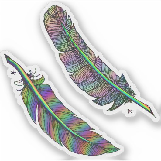 Rainbow Feathers Sticker (Voorkant)