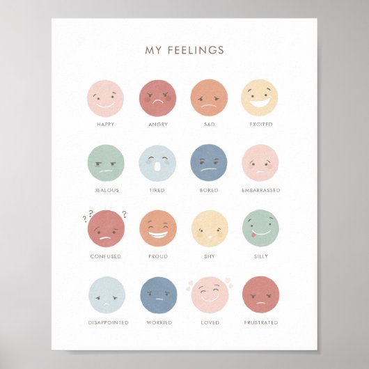 Rainbow Feelings Emoties Classroom Decor Poster (Voorkant)