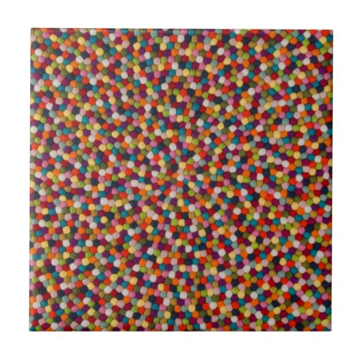 Rainbow Felt Ball Mosaic Rug Tegeltje (Voorkant)