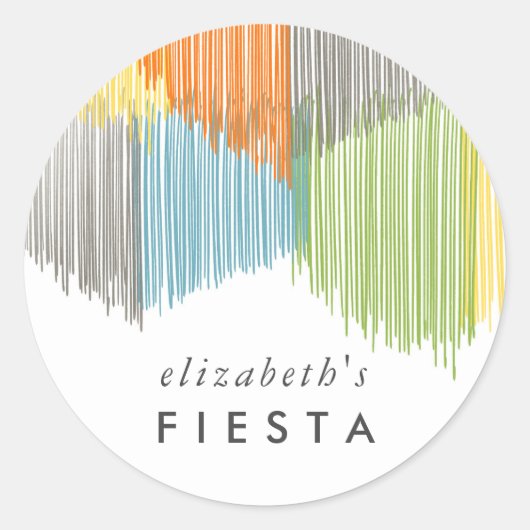 Rainbow Fiesta Fringe Ronde Sticker (Voorkant)