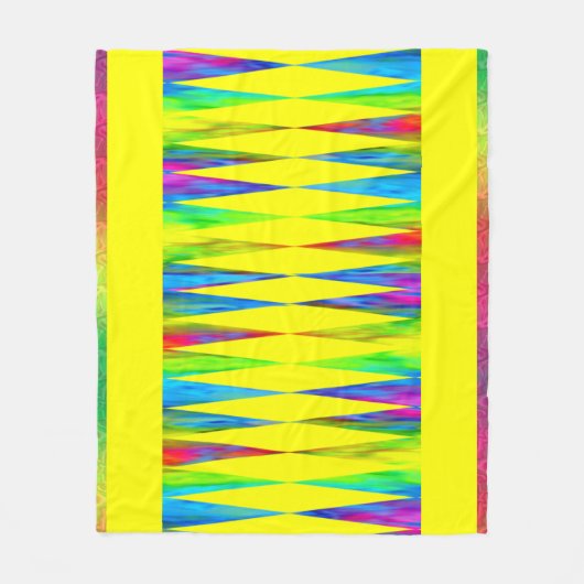 [Rainbow Fiesta] Harlequin Geometric Bright Yellow Fleece Deken (Voorkant)