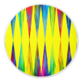 [Rainbow Fiesta] Harlequin Geometric Bright Yellow Keramische Knop (Voorkant)