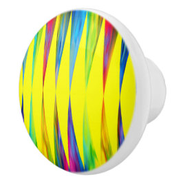 [Rainbow Fiesta] Harlequin Geometric Bright Yellow Keramische Knop