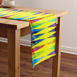 [Rainbow Fiesta] Harlequin Geometric Bright Yellow Korte Tafelloper