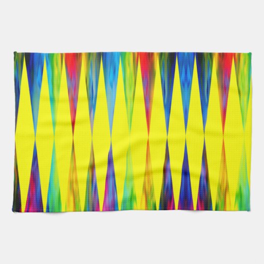 [Rainbow Fiesta] Harlequin Geometric Bright Yellow Theedoek (Horizontaal)