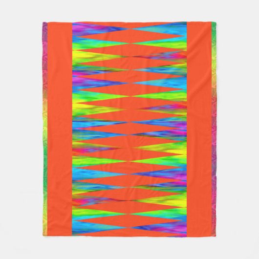 [Rainbow Fiesta] Harlequin Geometric Fiery Oranje Fleece Deken (Voorkant)