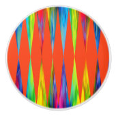 [Rainbow Fiesta] Harlequin Geometric Fiery Oranje Keramische Knop (Voorkant)