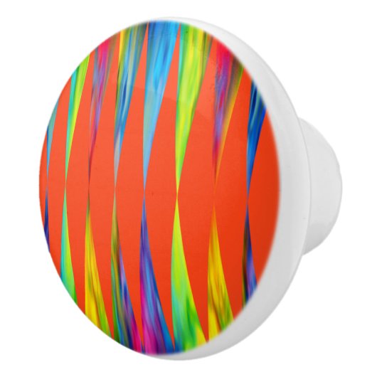 [Rainbow Fiesta] Harlequin Geometric Fiery Oranje Keramische Knop (Rechts)