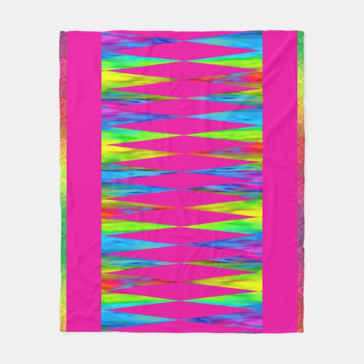 [Rainbow Fiesta] Harlequin Geometric Hot Pink Fleece Deken (Voorkant)