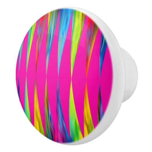 [Rainbow Fiesta] Harlequin Geometric Hot Pink Keramische Knop (Rechts)