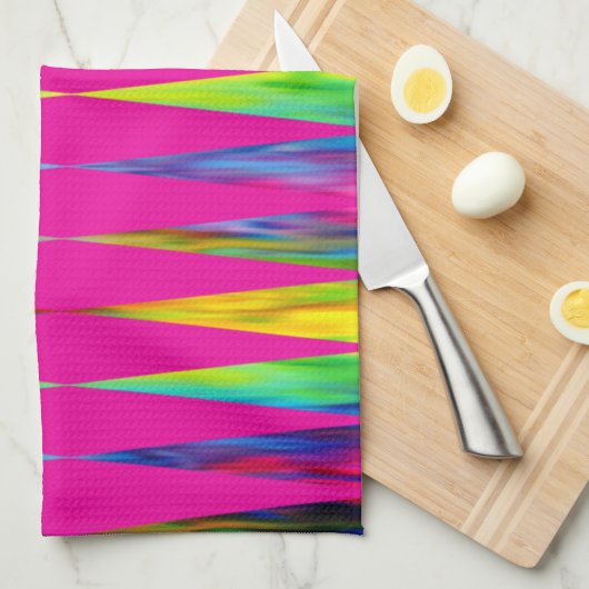 [Rainbow Fiesta] Harlequin Geometric Hot Pink Theedoek (Quarter Fold)