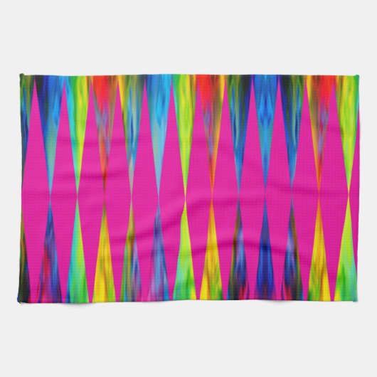 [Rainbow Fiesta] Harlequin Geometric Hot Pink Theedoek (Horizontaal)