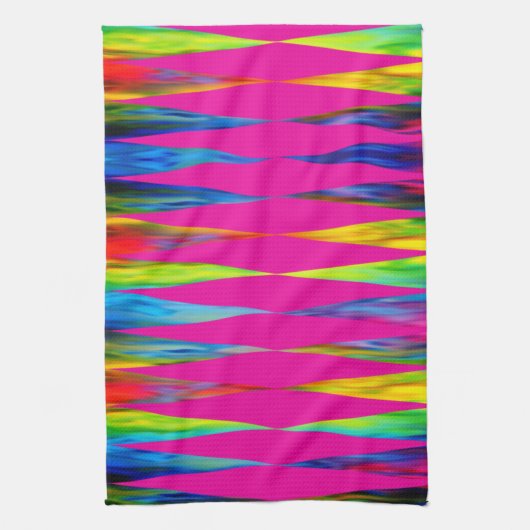 [Rainbow Fiesta] Harlequin Geometric Hot Pink Theedoek (Verticaal)