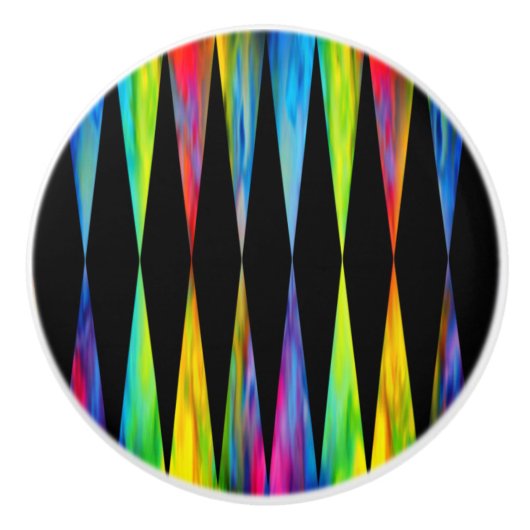 [Rainbow Fiesta] Harlequin Geometric Modern Black Keramische Knop (Voorkant)