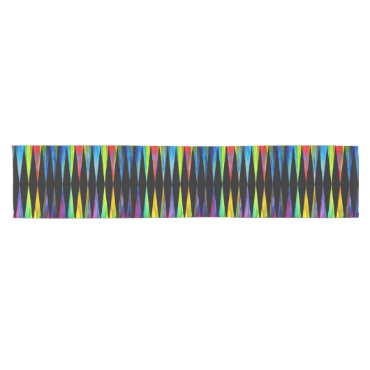 [Rainbow Fiesta] Harlequin Geometric Modern Black Korte Tafelloper (Horizontaal)