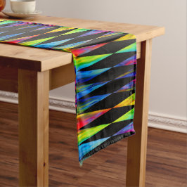 [Rainbow Fiesta] Harlequin Geometric Modern Black Korte Tafelloper