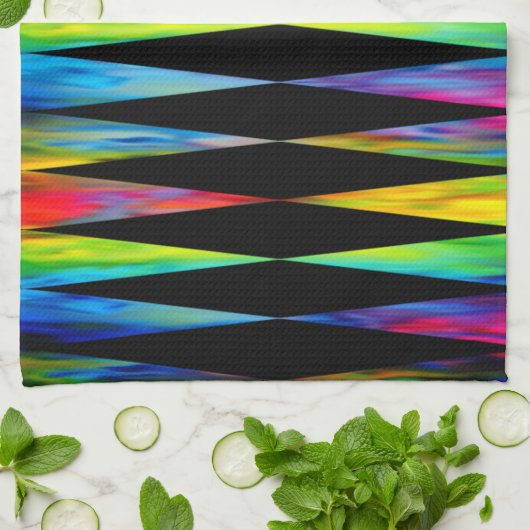 [Rainbow Fiesta] Harlequin Geometric Modern Black Theedoek (Gevouwen)