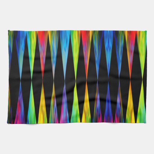 [Rainbow Fiesta] Harlequin Geometric Modern Black Theedoek (Horizontaal)