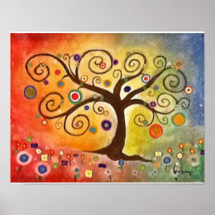 Rainbow Fine Art Tree of Life Painting Poster