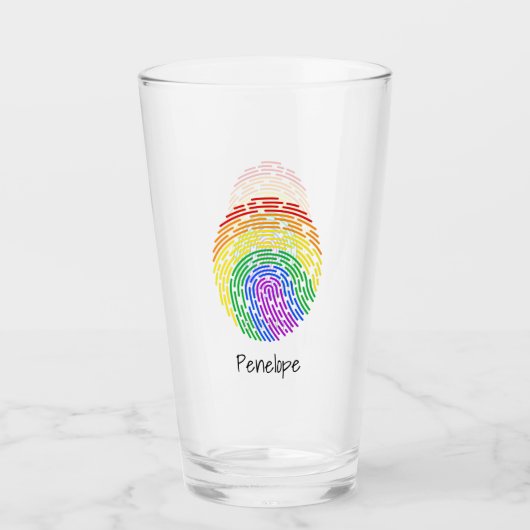 Rainbow Fingerprint Monogram Glas (Voorkant)