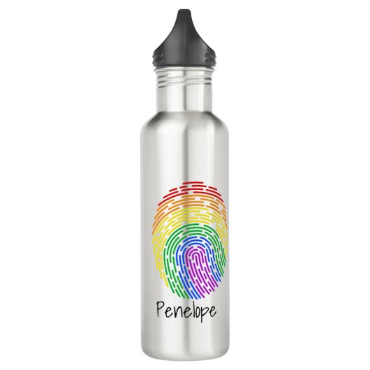 Rainbow Fingerprint Monogram Waterfles (Links)