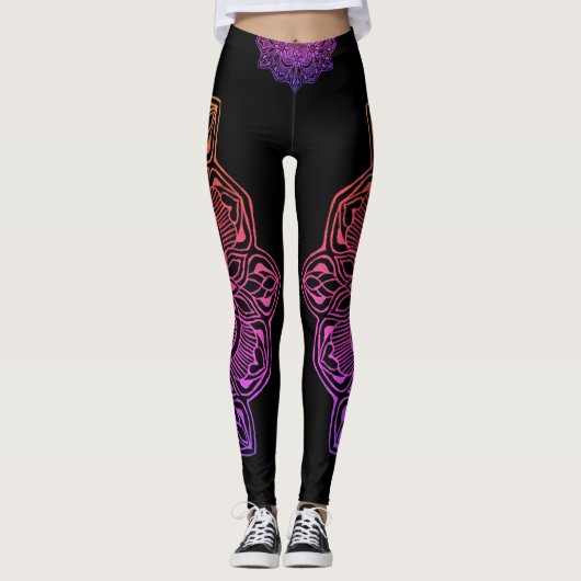 Rainbow Fire Mandala Flower Leggings (Voorkant)