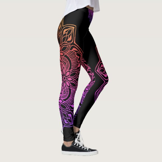 Rainbow Fire Mandala Flower Leggings (Rechts)