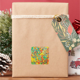 Rainbow Fireworks Celebration Art Abstract Vierkante Sticker