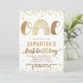 Rainbow First Birthday Invitation Kaart (Staand voorkant)
