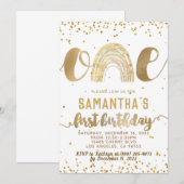 Rainbow First Birthday Invitation Kaart (Voorkant / Achterkant)