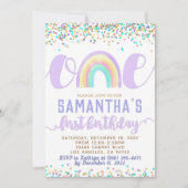 Rainbow First Birthday Invitation Kaart (Voorkant)