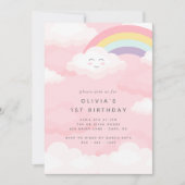 Rainbow First Birthday Invitation Kaart (Voorkant)
