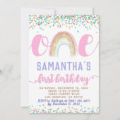 Rainbow First Birthday Invitation Kaart (Voorkant)