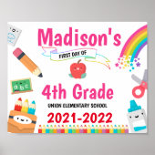 Rainbow First Day of School Sign Poster (Voorkant)